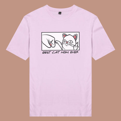 Áo thun unisex cotton in hình phim Cat Lover series - Best Cat mom ever (nhiều màu)