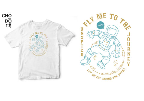 Áo thun unisex cotton 100% in hình Fly me to the moon for great journey