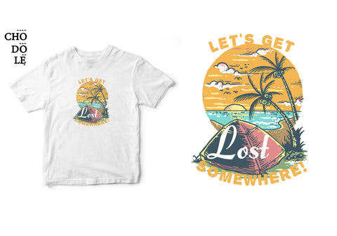 Áo thun unisex cotton 100% in hình Lets get lost some where - beach camping