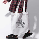 Túi tote vải in hình Cat Lovers - Kit Tea (nhiều màu)