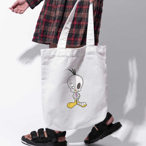 Túi tote vải in hình Half Skeleton - Tweety Half Skeleton (nhiều màu)