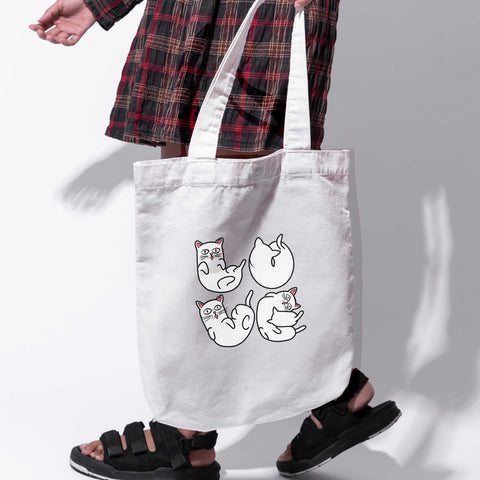 Túi tote vải in hình Cat Lovers - Love (nhiều màu)