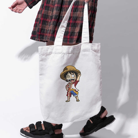 Túi tote vải in hình Half Skeleton - One Piece , Luffy (nhiều màu)