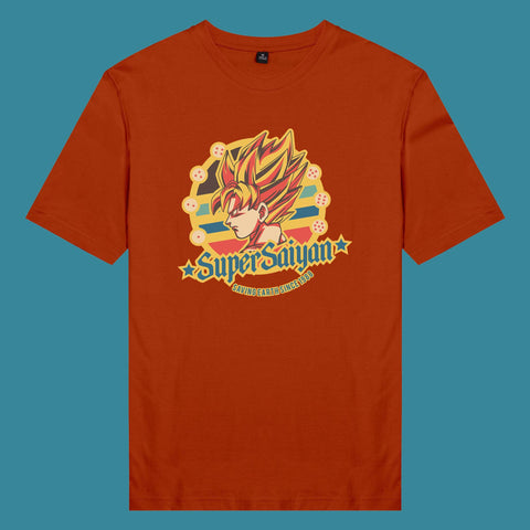 Áo thun unisex cotton in hình Dragonball - Super Saiyan Logo (nhiều màu)