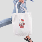 Túi tote vải in hình Half Skeleton - Hello Kitty (nhiều màu)