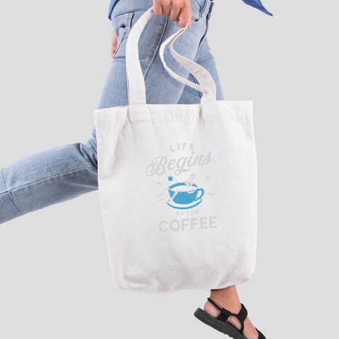 Túi tote vải in hình Coffee Lover Series - Life begins after coffee (nhiều màu)