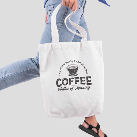 Túi tote vải in hình Coffee Lover Series - Coffee The Vodka of morning (nhiều màu)