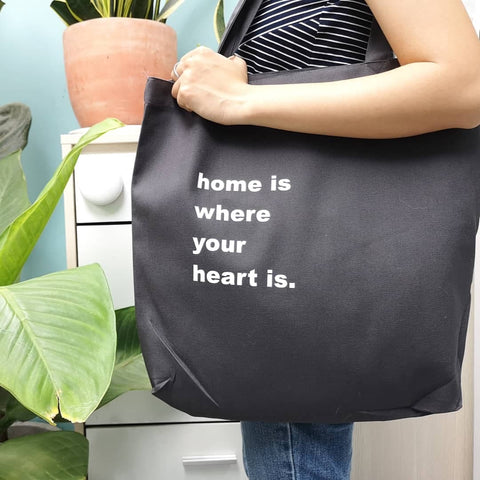 Túi tote in chữ Home is where your heart is