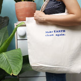 Túi tote in chữ Make Earth clean again