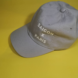 Customize nón với chữ theo yêu cầu- loại cotton cap màu xám xi măng Saigon x Paris