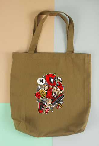 Túi tote vải in hình Super Hereos - Deadpool basketball (nhiều màu)