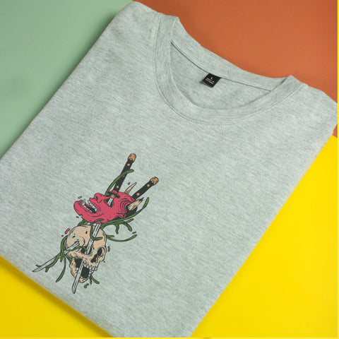 Áo thun unisex cotton in hình Japanese art - Skull & Sword (nhiều màu)