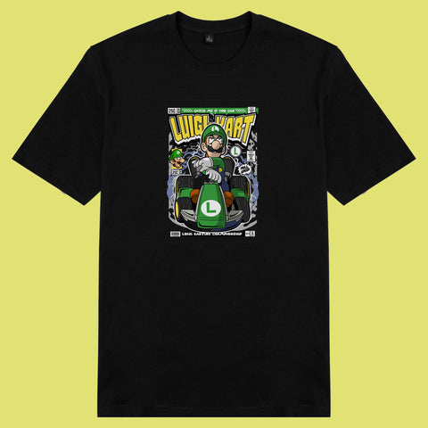 Áo thun unisex cotton in hình pop culture cartoon series - Luigi Kart (nhiều màu)