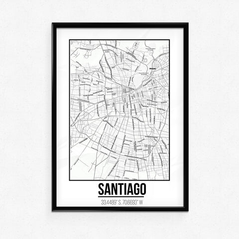 Tranh poster khổ A3 giấy mỹ thuật in hình Love City - Santiago