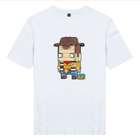 Áo thun unisex cotton in hình funky cartoon series - Woody Lego (nhiều màu)