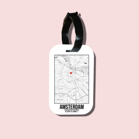 Travel tag cho túi xách/balo du lịch in hình Love City Map - Amsterdam