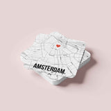Đế lót ly vuông in hình Love City - Amsterdam