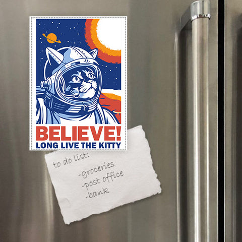 Miếng hít tủ lạnh giữ note in hình Believe in Cat