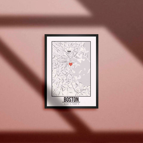 Tranh poster khổ A3 giấy mỹ thuật in hình Love City - Boston