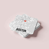 Đế lót ly vuông in hình Love City - Boston