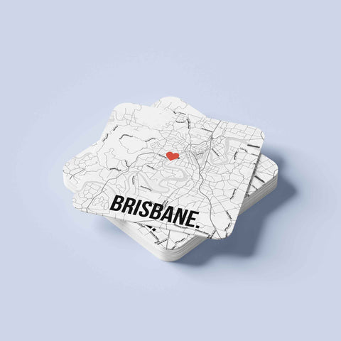 Đế lót ly vuông in hình Love City - Brisbane