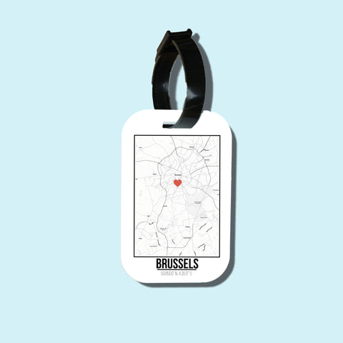 Travel tag cho túi xách/balo du lịch in hình Love City Map - Brussels