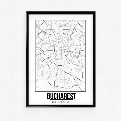 Tranh poster khổ A3 giấy mỹ thuật in hình Love City - Bucharest