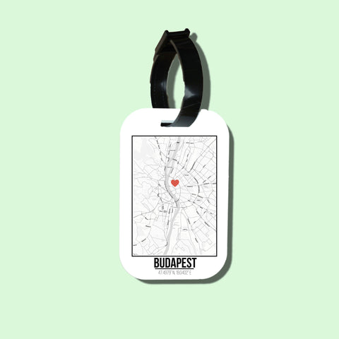 Travel tag cho túi xách/balo du lịch in hình Love City Map - Budapest