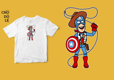 Áo thun unisex cotton 100% in hình Super Heroes Series - Captain Woody (nhiều màu)