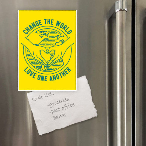Miếng hít tủ lạnh giữ note in hình Change the world