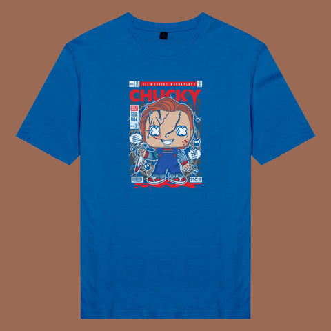 Áo thun unisex cotton in hình pop culture cartoon series - Chucky (nhiều màu)