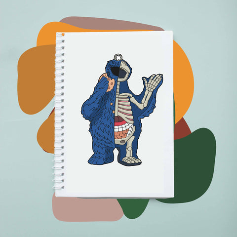 Sổ tay notebook giấy ford in hình Half Skeleton - Cookie Monster