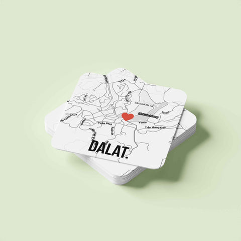 Đế lót ly vuông in hình Love City - Dalat