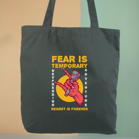 Túi tote vải in hình Inner peace - Fear is temporary (nhiều màu)