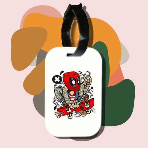 Travel tag cho túi xách/balo du lịch in hình Super Heroes Deadpool Skater