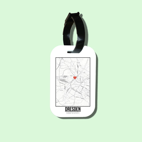 Travel tag cho túi xách/balo du lịch in hình Love City Map - Dresden
