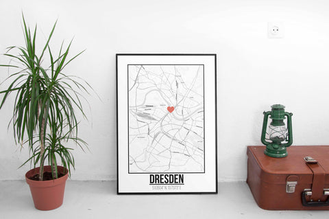 Tranh poster khổ A3 giấy mỹ thuật in hình Love City -  Dresden