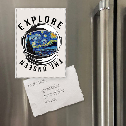 Miếng hít tủ lạnh giữ note in hình Explore the Unseen Starry Night