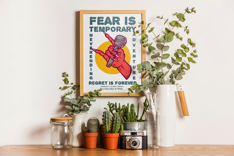 Tranh poster khổ A3 giấy mỹ thuật in hình Fear is temporary