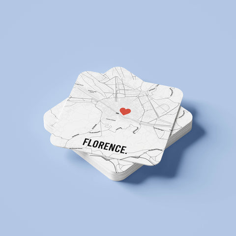 Đế lót ly vuông in hình Love City - Florence