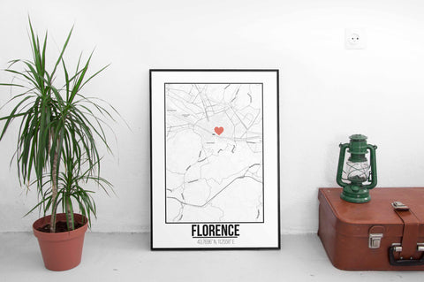 Tranh poster khổ A3 giấy mỹ thuật in hình Love City - Florence