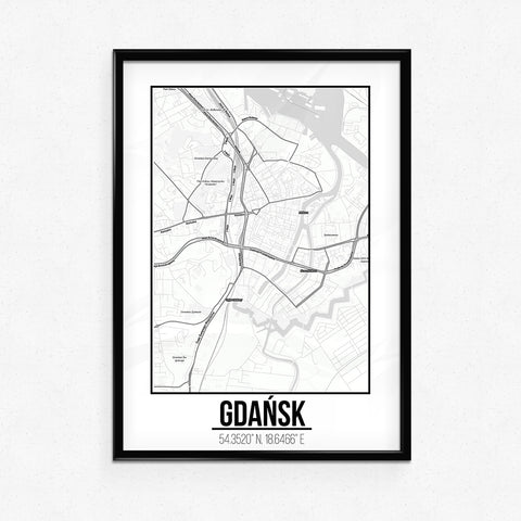 Tranh poster khổ A3 giấy mỹ thuật in hình Love City - Gdansk