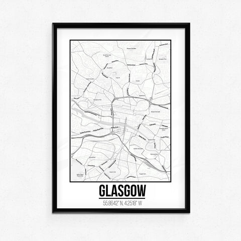 Tranh poster khổ A3 giấy mỹ thuật in hình Love City - Glasgow
