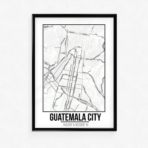 Tranh poster khổ A3 giấy mỹ thuật in hình Love City - Guatemala City