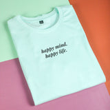 Áo thun unisex cotton 100% in chữ happy mind, happy life (nhiều màu)