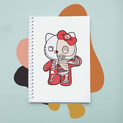 Sổ tay notebook giấy ford in hình Half Skeleton - Hello Kitty