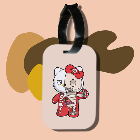 Travel tag cho túi xách/balo du lịch in hình Half Skeleton series - Hello Kitty