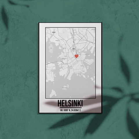 Tranh poster khổ A3 giấy mỹ thuật in hình Love City - Helsinki