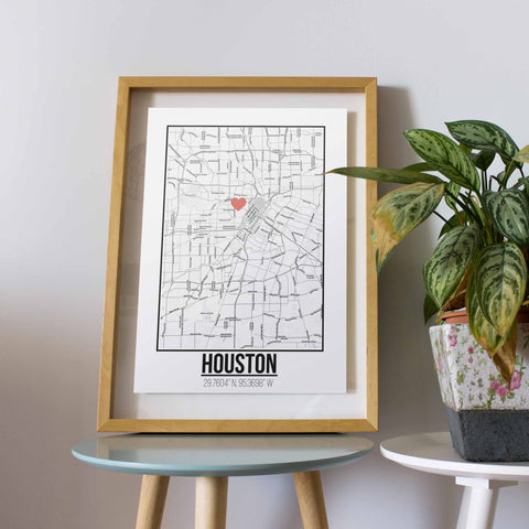 Tranh poster khổ A3 giấy mỹ thuật in hình Love City -  Houston