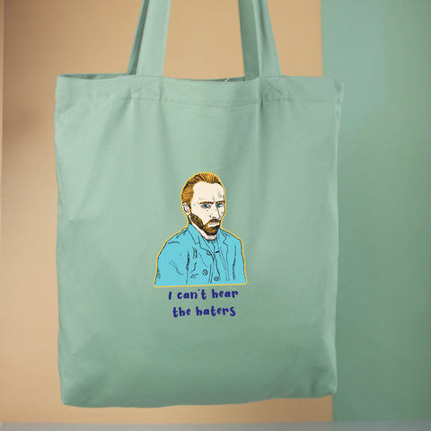 Túi tote vải in hình Van Gogh - I can't hear the haters (nhiều màu)